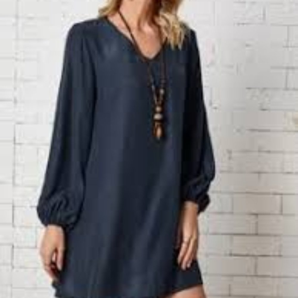 Solersun v neck long sleeve tunic dress szL